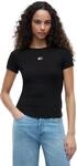 Tommy Jeans Damen Tjw Slim Badge Rib Tee T-Shirt