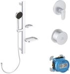 Ideal Standard BE127SI Alu+ Armaturen-Paket Komplett-Set Duschset, Brausestange
