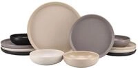 creaTable, Uno Metropol, 12-teiliges Tellerset aus Steinzeug | Geschirrset,