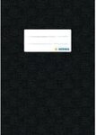 HERMA 7429 Heftumschlag A5 Bast Schwarz, Hefth&uuml;lle mit Beschriftungsetikett &