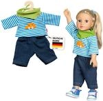 Heless 1315 - Bekleidungs-Set f&uuml;r Puppen, 3 teilig mit Jeans, Streifenshirt und
