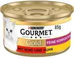 Gourmet Gold Feine Komposition Katzenfutter nass, mit Rind und Huhn, 12er Pack (12 x