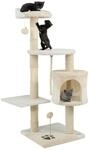 lionto Kratzbaum f&uuml;r Katzen mit 2 Pl&uuml;schb&auml;llen & Spielseil, H&ouml;he 112 cm,