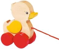 goki 54993 Ziehtier Ente Ellah aus Holz, Nachzieh-Spielzeug mit Tiermotiv,