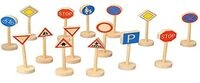 goki WM397 Verkehrszeichen-Set aus Holz, 15 Schilder, H&ouml;he ca. 11 cm &ndash;