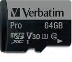 Verbatim Pro U3 Micro SDXC Speicherkarte mit Adapter, 64 GB, Datenspeicher für...