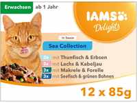IAMS Delights Sea Collection Katzenfutter Nass - Multipack mit Fisch Sorten...