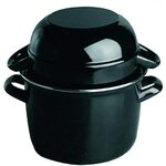 APS 00626 Servier-Muscheltopf f&uuml;r 1,5 kg &Oslash; 20cm, schwarz emailiertes Stahlblech mit