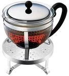 Bodum K11143-16 Chambord Set, Teebereiter mit Plastikfilter 1,5 L und Rechaud