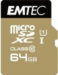 Emtec ECMSDM64GXC10 EliteGold 64GB microSDXC Speicherkarte - Highspeed,...