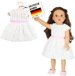 Heless 1650 - Traumkleid f&uuml;r Puppen in Wei&szlig;, mit kleinen Blumenr&ouml;schen und...
