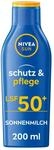 NIVEA SUN Schutz & Pflege Sonnenmilch LSF 50+ (200 ml), Sonnencreme f&uuml;r 48h
