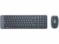 Logitech MK220 Kompaktes, Kabelloses Set mit Tastatur und Maus für Windows, US