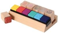 TRENDHAUS 928009 Stempel Set, 6 Lehrerstempel mit bunten Stempelkissen, Holzstempel