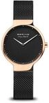 BERING Damen Quarz Uhr | Armbanduhr 31 mm ros&eacute;goldenes Edelstahlgeh&auml;use und