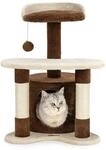 lionto Kratzbaum mit H&ouml;hle, Plateau & viel Sisal, H&ouml;he 65 cm, Braun/Beige