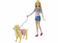 Barbie Walk and Potty Pup, Puppe mit blonden Haaren und laufendem Hund,...