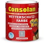 Consolan Wetterschutz-Farbe, Deckender Holzschutz f&uuml;r Au&szlig;en, Silbergrau, 2,5L