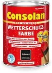 Consolan Wetterschutzfarbe, Deckender Holzschutz f&uuml;r Au&szlig;en, Schwarz, 750ml