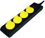 LogiLink LPS212 Feuchtraum-Steckdosenleiste, 4-Fach, Schwarz mit gelben Deckeln