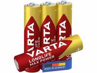 VARTA Batterien AAA, 4 Stück, Longlife Max Power, Alkaline, 1,5V, ideal für