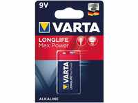 VARTA Batterien 9V Blockbatterie, 1 Stück, Longlife Max Power, Alkaline, für