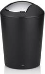 kela Kosmetikeimer schwarz 1,7l, Minim&uuml;lleimer Badezimmer mit Schwingdeckel,