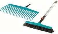 Gardena combisystem-Komplettangebot: Rechenbesen und Stra&szlig;enbesen mit Holzstiel im