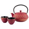 Bredemeijer rotes asiatisches gusseisernes Teekannen Set 0.6 Liter mit 2 Tassen
