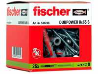 fischer DuoPower 8 x 65 S, Universaldübel mit Sicherheitsschraube,