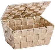 WENKO Aufbewahrungskorb mit Deckel Adria Beige - Badkorb, Polypropylen, 19 x 10 x 14