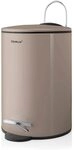 blomus -TUBO- Treteimer aus pulverbeschichtetem Stahl, Taupe, 3L Fassungsverm&ouml;gen,