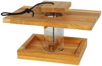 Luxus-Vogelhaus Vogelfutterhaus mit Acrylglassilo, Eiche, Braun, 46780e