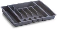 Zeller 24887 Besteckkasten, ausziehbar, Kunststoff, grau, ca. 29-48x38x6,5,