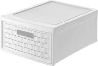 Rotho Country Schubladenbox 8.3l mit 1 Schub in Rattan-Optik, Kunststoff (PP)