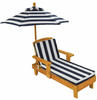 KidKraft Outdoor Liegestuhl mit Sonnenschirm für Kinder, Sonnenliege mit Kissen