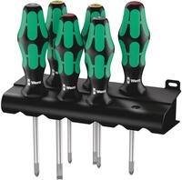 Wera 335/350/355/6 Schraubendrehersatz Kraftform Plus Lasertip + Rack, 6-teilig,