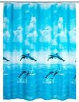 WENKO Duschvorhang Dolphin - wasserdicht, pflegeleicht, Polyethylen-Vinylacetat, 180