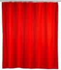 WENKO Anti-Schimmel Duschvorhang Uni Red - Anti-Bakteriell, Textil, waschbar,
