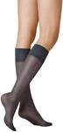 KUNERT Damen Kniestr&uuml;mpfe Satin Look 20 transparenter Glanz 20 DEN Marine 0880 35-38