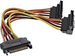InLine SATA Strom-Y-Kabel, SATA Buchse an 2x SATA Stecker gewinkelt, mit