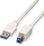 VALUE USB 3.2 Gen 1 Kabel, Typ A-B, wei&szlig;, 3 m