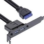 InLine 33390C Slotblech USB 3.0, 2x USB Buchse auf intern Mainboardanschluss,...
