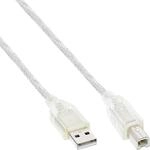 InLine 34550T USB 2.0 Kabel, A an B, transparent, 10m