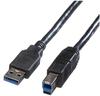ROLINE USB 3.2 Gen 1 Kabel, Typ A-B, schwarz, 0,8 m