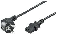 Kaltger&auml;tekabel 3m, C13 Buchse, 90&deg; Schutzkontaktstecker, Netzkabel, Schwarz