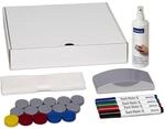 MAUL Whiteboard Zubeh&ouml;r Set wei&szlig; mit Markern Magneten Reiniger
