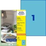 AVERY Zweckform 3471 Blaue Etiketten (100 Aufkleber, 210x297mm auf A4, permanent