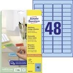 AVERY Zweckform L6039-20 Blaue Etiketten (960 Aufkleber, 45,7x21,2mm auf A4, wieder
