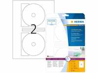 HERMA 4850 CD DVD Etiketten inkl. Zentrierhilfe für Inkjet Drucker, 25 Blatt,...